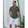 COOFANDY Mens Button Down Shirt Short Sleeve Casual Stylish Cotton Shirts Linen Textured Summer Beach Wedding Shirt(Deep Green)