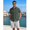 COOFANDY Mens Button Down Shirt Short Sleeve Casual Stylish Cotton Shirts Linen Textured Summer Beach Wedding Shirt(Deep Green)