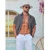 COOFANDY Mens Button Down Shirt Short Sleeve Casual Stylish Cotton Shirts Linen Textured Summer Beach Wedding Shirt(Deep Grey)