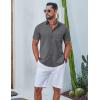 COOFANDY Mens Button Down Shirt Short Sleeve Casual Stylish Cotton Shirts Linen Textured Summer Beach Wedding Shirt(Deep Grey)