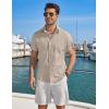 COOFANDY Mens Button Down Shirt Short Sleeve Casual Stylish Cotton Shirts Linen Textured Summer Beach Wedding Shirt(Khaki)