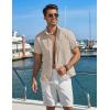 COOFANDY Mens Button Down Shirt Short Sleeve Casual Stylish Cotton Shirts Linen Textured Summer Beach Wedding Shirt(Khaki)