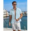 COOFANDY Mens Button Down Shirt Short Sleeve Casual Stylish Cotton Shirts Linen Textured Summer Beach Wedding Shirt(Light Blue)