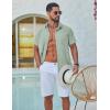 COOFANDY Mens Button Down Shirt Short Sleeve Casual Stylish Cotton Shirts Linen Textured Summer Beach Wedding Shirt(Light Green)