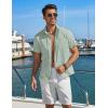 COOFANDY Mens Button Down Shirt Short Sleeve Casual Stylish Cotton Shirts Linen Textured Summer Beach Wedding Shirt(Light Green)