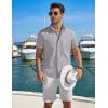 COOFANDY Mens Button Down Shirt Short Sleeve Casual Stylish Cotton Shirts Linen Textured Summer Beach Wedding Shirt(Light Grey)