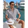 COOFANDY Mens Button Down Shirt Short Sleeve Casual Stylish Cotton Shirts Linen Textured Summer Beach Wedding Shirt(Light Grey)