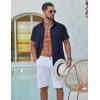 COOFANDY Mens Button Down Shirt Short Sleeve Casual Stylish Cotton Shirts Linen Textured Summer Beach Wedding Shirt(Midnight Blue)