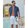 COOFANDY Mens Button Down Shirt Short Sleeve Casual Stylish Cotton Shirts Linen Textured Summer Beach Wedding Shirt(Navy Blue)