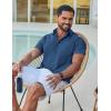 COOFANDY Mens Button Down Shirt Short Sleeve Casual Stylish Cotton Shirts Linen Textured Summer Beach Wedding Shirt(Navy Blue)