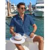 COOFANDY Mens Button Down Shirt Short Sleeve Casual Stylish Cotton Shirts Linen Textured Summer Beach Wedding Shirt(Navy Blue)