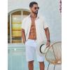 COOFANDY Mens Button Down Shirt Short Sleeve Casual Stylish Cotton Shirts Linen Textured Summer Beach Wedding Shirt(White)