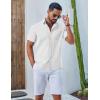 COOFANDY Mens Button Down Shirt Short Sleeve Casual Stylish Cotton Shirts Linen Textured Summer Beach Wedding Shirt(White)
