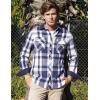 COOFANDY Men’s Flannel Long Sleeve Plaid Button Down Shirt with Pockets(Blue)