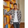 COOFANDY Men’s Flannel Long Sleeve Plaid Button Down Shirt with Pockets(Navy)