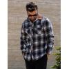 COOFANDY Men’s Flannel Long Sleeve Plaid Button Down Shirt with Pockets(Navy)