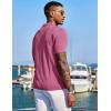 COOFANDY Men’s Knit Shirts Short Sleeve Button Down Polo Shirt Fashion Casual Summer Beach Shirts(Magenta)
