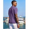 COOFANDY Men’s Knit Shirts Short Sleeve Button Down Polo Shirt Fashion Casual Summer Beach Shirts(Purple)