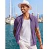 COOFANDY Men’s Knit Shirts Short Sleeve Button Down Polo Shirt Fashion Casual Summer Beach Shirts(Purple)