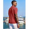 COOFANDY Men’s Knit Shirts Short Sleeve Button Down Polo Shirt Fashion Casual Summer Beach Shirts(Red)