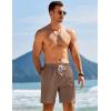 COOFANDY Mens Linen Shorts Casual Drawstring Elastic Waist Lightweight Summer Vacation Beach Shorts(Brown)