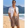 COOFANDY Mens Linen Shorts Casual Drawstring Elastic Waist Lightweight Summer Vacation Beach Shorts(Brown)