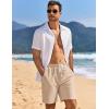 COOFANDY Mens Linen Shorts Casual Drawstring Elastic Waist Lightweight Summer Vacation Beach Shorts(Dark Beige)