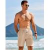 COOFANDY Mens Linen Shorts Casual Drawstring Elastic Waist Lightweight Summer Vacation Beach Shorts(Dark Beige)