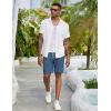 COOFANDY Mens Linen Shorts Casual Drawstring Elastic Waist Lightweight Summer Vacation Beach Shorts(Dark Blue)