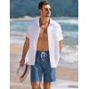 COOFANDY Mens Linen Shorts Casual Drawstring Elastic Waist Lightweight Summer Vacation Beach Shorts(Dark Blue)