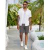 COOFANDY Mens Linen Shorts Casual Drawstring Elastic Waist Lightweight Summer Vacation Beach Shorts(Grey)