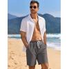 COOFANDY Mens Linen Shorts Casual Drawstring Elastic Waist Lightweight Summer Vacation Beach Shorts(Grey)