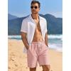 COOFANDY Mens Linen Shorts Casual Drawstring Elastic Waist Lightweight Summer Vacation Beach Shorts(Pink)