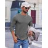 COOFANDY Men’s Long Sleeve Tee Shirts Crew Neck T-Shirt Casual Pullover Basic Tees Soft Stretch Tshirts(Black&grey)