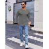 COOFANDY Men’s Long Sleeve Tee Shirts Crew Neck T-Shirt Casual Pullover Basic Tees Soft Stretch Tshirts(Black&grey)