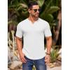 COOFANDY Mens Muscle T-Shirts V-Neck Slim Fit Workout Shirt Short Sleeve Longline Gym Athletic Tee Shirts(Solid Color-white)