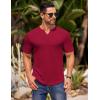 COOFANDY Mens Muscle T-Shirts V-Neck Slim Fit Workout Shirt Short Sleeve Longline Gym Athletic Tee Shirts(Solid Color-wine Red)