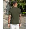 COOFANDY Mens Slim Fit Knit Polo Shirts Business Lightweight Polo Sweater Casual Summer Ribbed Textured Collared T Shirt(Army Green)