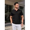 COOFANDY Mens Slim Fit Knit Polo Shirts Business Lightweight Polo Sweater Casual Summer Ribbed Textured Collared T Shirt(Black)