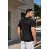 COOFANDY Mens Slim Fit Knit Polo Shirts Business Lightweight Polo Sweater Casual Summer Ribbed Textured Collared T Shirt(Black)