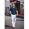 COOFANDY Mens Slim Fit Knit Polo Shirts Business Lightweight Polo Sweater Casual Summer Ribbed Textured Collared T Shirt(Blue)