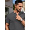 COOFANDY Mens Slim Fit Knit Polo Shirts Business Lightweight Polo Sweater Casual Summer Ribbed Textured Collared T Shirt(Dark Grey)