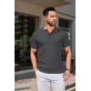 COOFANDY Mens Slim Fit Knit Polo Shirts Business Lightweight Polo Sweater Casual Summer Ribbed Textured Collared T Shirt(Dark Grey)