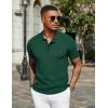 COOFANDY Mens Slim Fit Knit Polo Shirts Business Lightweight Polo Sweater Casual Summer Ribbed Textured Collared T Shirt(Green)