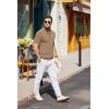 COOFANDY Mens Slim Fit Knit Polo Shirts Business Lightweight Polo Sweater Casual Summer Ribbed Textured Collared T Shirt(Khaki)