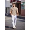 COOFANDY Mens Slim Fit Knit Polo Shirts Business Lightweight Polo Sweater Casual Summer Ribbed Textured Collared T Shirt(Light Coffee)