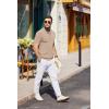 COOFANDY Mens Slim Fit Knit Polo Shirts Business Lightweight Polo Sweater Casual Summer Ribbed Textured Collared T Shirt(Light Coffee)