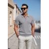 COOFANDY Mens Slim Fit Knit Polo Shirts Business Lightweight Polo Sweater Casual Summer Ribbed Textured Collared T Shirt(Light Grey)