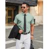 COOFANDY Men’s Stretch Dress Shirts Short Sleeve Wrinkle Free Casual Button Down Shirts(Light Green-flower)