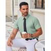 COOFANDY Men’s Stretch Dress Shirts Short Sleeve Wrinkle Free Casual Button Down Shirts(Light Green-flower)
